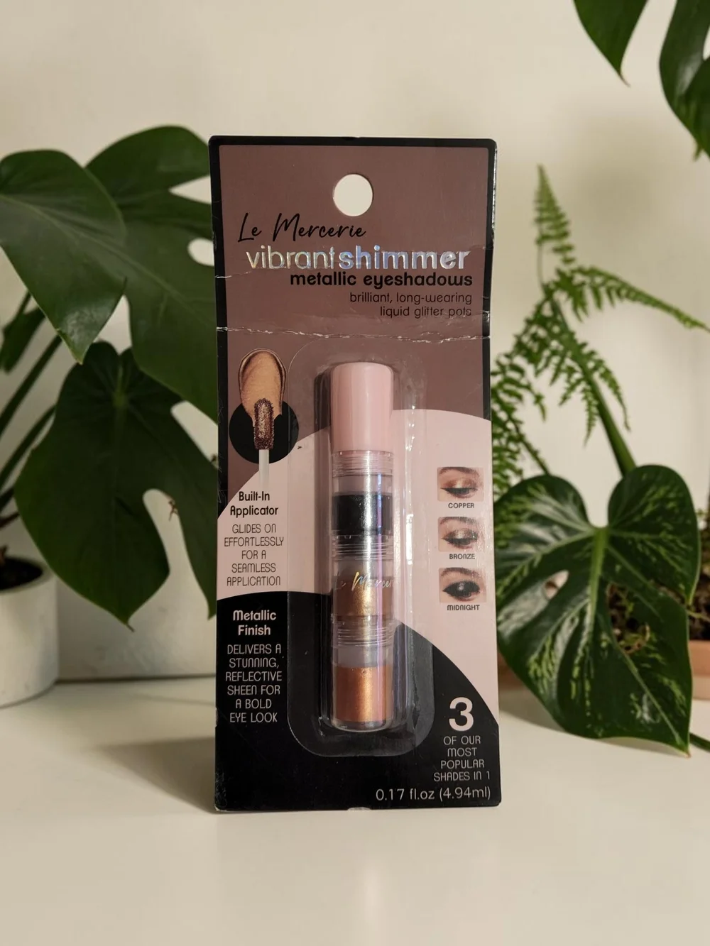 Vibrant Shimmer Metallic Eyeshadow Trio - Copper, Bronze, Midnight